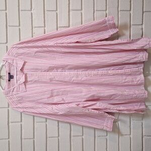 Roaman's Pink Striped Button-Down 3/4 Sleeve Shirt. Size 34W